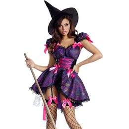 Anime Costumes Carnival Halloween Lady Cool Pumpkin Witch Costume Gothic Purple Sorceress Spooktacular Cosplay Fancy Party Dress