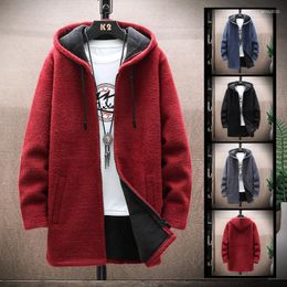 Men's Sweaters Sweater Coat Men Winter Thick Warm Hooded Cardigan Jumpers Male Striped Wool Liner Zipper Fleece Sweatercoats M-3XL