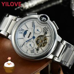 On Luxury Stainless Steel Automatic Mechanics Mens Watch Fashion Day Date Men Designer Clock Gifts Small Dial Working Famous 3044