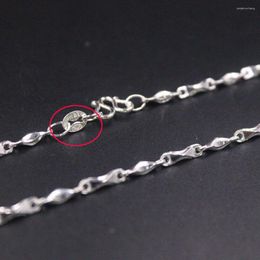 Chains Real 999 Fine Silver Necklace 2mm Yuanbao Bar Link Chain 17.7inch For Women