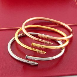 High Edition Small Model Slim Nail Bracelets & Bangles for Women Men AAA Cubic Zirconia 316L Titanium Steel Jewelry Designer Jewel2769