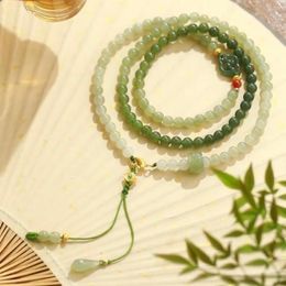 Chains Natural Hetian Jade Clear Water Gradient Colour Multi-Circle Bracelet Necklace Dual-Use Flexible Ring