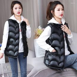 Women's Vests 2023 Autumn Winter Down Cotton Vest Coat Female Stand Collar Sleeveless Jacket Ladies Casual Loose Waistcoat E327