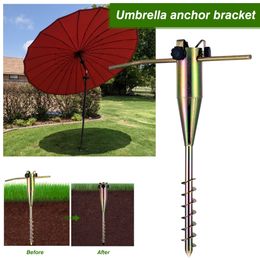 Umbrella Stands Garden Beach Anchor Metal Sun Stand No Dig Parasol Ground Flagpole for Outdoor Seaside 230920