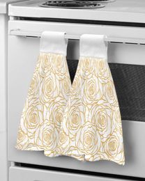 Handtuch Blume Rose Golden Hand Mikrofaser Stoff zum Aufhängen für Badezimmer Küche schnell trocknend