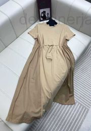 Basic & Casual Dresses Designer 2023 Summer New Fashion Simple Spliced Waist Design Large Swing Belt Dress X4FO