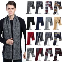 Scarves Luxury Brand Plaid Cashmere Scarf for Men Winter Warm Neckerchief Male Business Scarves Long Pashmina Christmas Gifts 230920