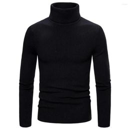 Men's Sweaters Autumn Winter Men Solid Colour Knitting Sweater Turtleneck Long Sleeve Slim Fit Ribbed Pullover Tops Streetwear