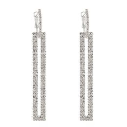 YFJEWE Fashion Long Drop Earrings Luxury Gold Silver Color Rectangle Rhinestone Earring for Women Party Jewelry Gift E5502985