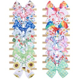 Baby Girls Hair Bows Cotton Nylon Hairband Newborn Photograph Elastic Floral Print Hair Rope Children Toddler Hair Accessories