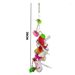 Other Bird Supplies Parrot Coloured Mini Flower Pacifier Canvas Shoes Sneakers Cage Decoration Durable Grinded Molar Bell String Wooden Toys