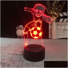 night lights 3d light alarm clock base colorf with remote projector nightlight bedside dropship tsubasa ozora drop delivery lighting otesc