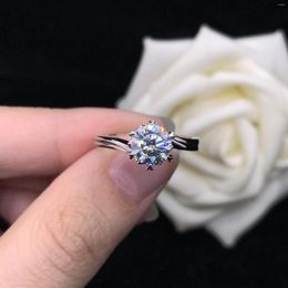 Cluster Rings AU750 Test Positive 2Ct 8.0mm D Colour VVS1 Moissanite Engagement Ring 18K White Gold Diamond Jewellery R118