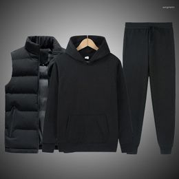Men's Tracksuits Tracksuit Jackets Vest Hooded Pullover Sweatpants Sports Suit Casual Jogger Sportswear 3 Piece Male Fleece Streetwear Sets