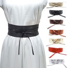 Belts Women Fashion Belt For Dress PU Leather Bowknot Wide Simple Wrap Waistband Coat Corset Designer Waistbelt