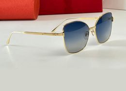 Cat Eye Sunglasses 0328 Gold Metal Frame/Blue Gradient Women Designer Sunglasses Shades UV400 Eyewear with Box