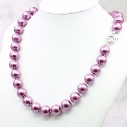 Chains Discount!!DIY Lovely 12mm Round Purple Shell Pearl Necklace 17" Beads Jewelry Making About 33 Pcs/strands Wholesale Price