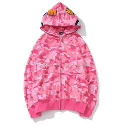 New Fashion mens shark hoodies Embroidery Teenager Blue Pink Cam Male Tide Hoodie Hip hop Men 's Couples Hooded Jackets S-3XL295n