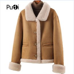 Womens Fur Faux Fur Pudi Women Real Wool Fur Coat Parka Girl Winter Warm Jacket Trench A52043 230920