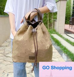 Fashion Backpack Bucket Bag Full Label Letter Large Capacity Schoolbag Pull-Belt Men and Women Same Style Casual Bags