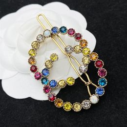 2022 New designer Colourful Rhinestones Letters Women Hair Clips Barrettes for fashion lady hair Jewellery Accessories228h