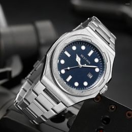 Wristwatches Luxury Men Watch Stainless Steel Band Reloj With Calendar Male Quartz Wristwatch Business Man Gold Black Blue Dial Sliver Clock