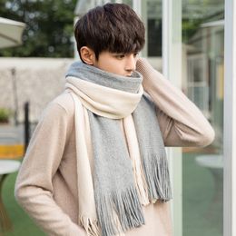 Scarves Men Scarf Cashmerelike Winter Autumn Warm Soft Tassel Long Wraps Male Women Classic Business Couple PashminaThick Muffler Teen 230921