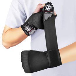 Portable Slim Equipment 1 Pair Gel Boxing Hand Wrap Gloves Adjustable Half Finger Support with Long Wrist Strap MMA Protective Gear 230920