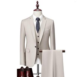 Men's Suits 3 Pieces Suit Elegant Solid Single Mens Business Casual Outfits Wool For Men Slim Fit Pinstripe Pants And Vest