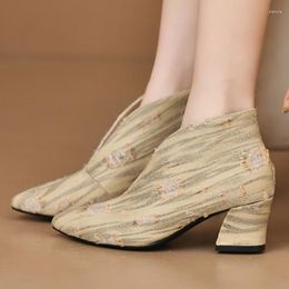 Dress Shoes 2023 Women Cowboy Sexy Ankle Designer Trend Mid Heels Winter Shallow Party Pumps Mujer Pointed Toe