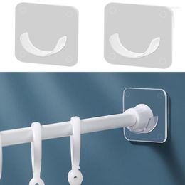 Hooks 2/4PCS Shower Curtain Rod Holders Transparent Wall Mount Bracket Punch-Free Self-adhesive Support Stand