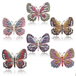 Pins Brooches Butterfly Brooch Designer Mti Colour Rhinestone Crystal Vintage Fashion Women Bridal Garments Clothes Drop Delivery Jewel Dhecq