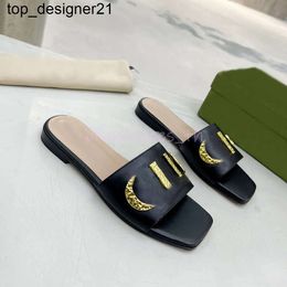 New 23ss Women Slippers Designer Shoes Rubber Flat Sandals Leather Slides Summer Alphabet Slipper Golden Letter Loafers Classic Womens Fashion Shoe
