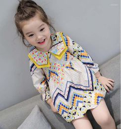 Girl Dresses Girls 2023 Fashion Spring Summer Princess Dress Kids Long Sleeve Clothes Geometric Patterns Design Baby