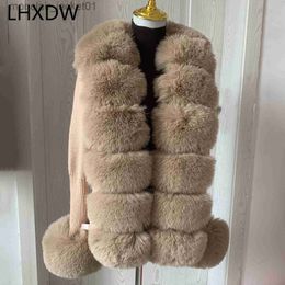 Women's Fur Faux Fur Women Faux Fur Knit Sweater cardigan Spring Autumn elegant Knitted sweater with faux fox fur collar Ladies Fashion Coat fur coat J230921