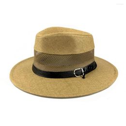 Berets Windproof Summer Straw Hat Men Women Fashion Sombrero Banama Fedora Guy Lines