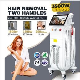 SPA use 3500 Watts Hair removal laser Three wavelength 755 808 1064nm Diode Laser Machine double Handles for permanent Hair Removal beauty machine