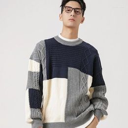 Men's Sweaters Patchwork Knit Sweater Ropa Hombre Striped Mens Women Christmas Comfortable Pullover Homme O-neck Man Clothes