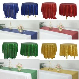 Table Cloth Glitter Sequin Round Tablecloth Wedding Party Decors Restaurant Mariage Hall Sparkly Baby Shower Banquet Cover 230921