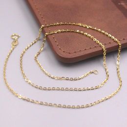 Chains Au750 Real 18K Yellow Gold Neckalce For Women 1.7mm Solid Rolo Link O Chain 43cm Length 2.2-2.3g Jewellery Free Shpping