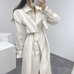 Women's Trench Coats 2023 Autumn Chic Casual Style Solid Colour Single Breasted Belted Windbreaker Fashion Women Office Lady Parkas Coat
