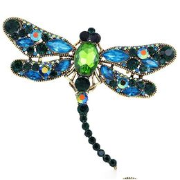 Pins Brooches Dragonfly Brooch Crystal Diamond Luxury Designer Zinc Alloy Rhinestone Fashion Women Insect Sweater Cloth Drop Delivery Dhxaq