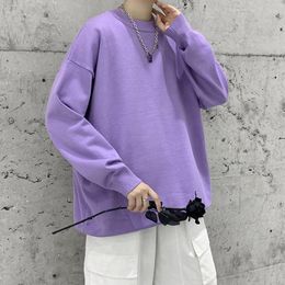 Men's Sweaters Fall Winter Men Sweater Crew Neck Casual Solid Color Oversized Knitted Pullovers Fashion Hip Hop Y2K Male Clothing Knitwear