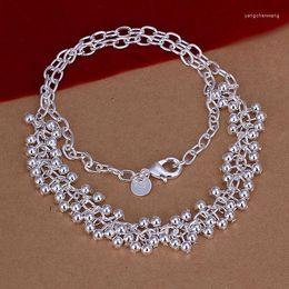 Chains 925 Sterling Silver Beautiful Smooth Beads Grape Necklaces 18 Inches Fashion Party Wedding Accessories Jewelry Christmas Gifts