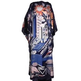 Ethnic Clothing Kuwait Traditional Printed Silk Boho Maxi Dress Casual Dashiki Batwing Sleeve African Dresses For Women248B