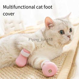 Cat Costumes Adjustable Silicone Anti-scratch Cat Foot Shoes for Grooming Bath Washing Claw Paw Cover Protector Silicone Pet Grooming Tools HKD230921