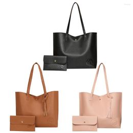 Evening Bags Women Casual Tote Handbag Large Capacity Vintage Shoulder Bag PU Leather Hasp Closure Leisure With Matching Clutch Set