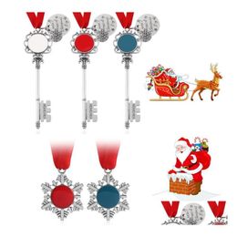 Christmas Decorations 100Pcs Magic Santa Claus Keychain Key Ornaments Christmas-Halloween Red Rope Snowflake Gifts Xmas Sn2863 Drop Dhrvg