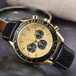 Domineering New Men Watch Automatic Mechanical Speed Racing Luminous Sapphire Stainless Steel Black Leather Sport Mens Watches285h
