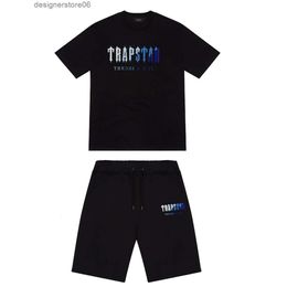 Men's T-shirts Mens Trapstar t Shirt Short Sleeve Print Outfit Chenille Tracksuit Black Cotton London Streetwear S-2xl Casual